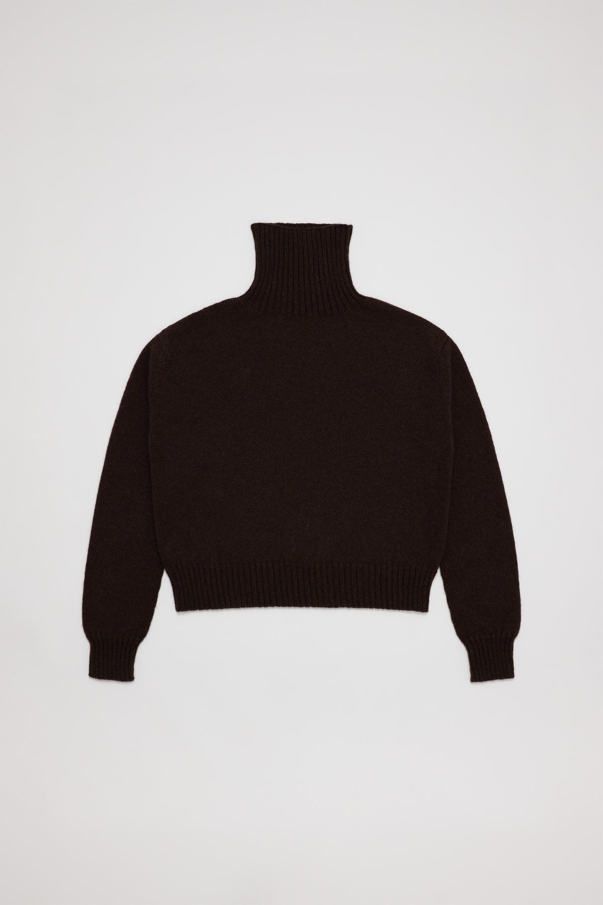 Fruitchouli Relaxed Turtleneck Sweater in Natural Brown Yak – Australian knitwear (Flat Lay Front)
