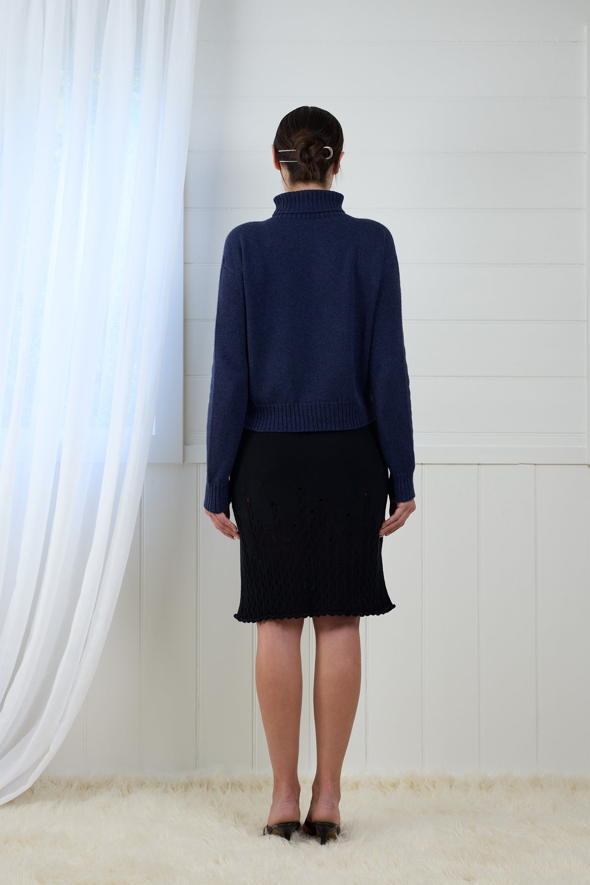 Fruitchouli Relaxed Turtleneck Sweater in Navy Yak – Australian knitwear (Back)