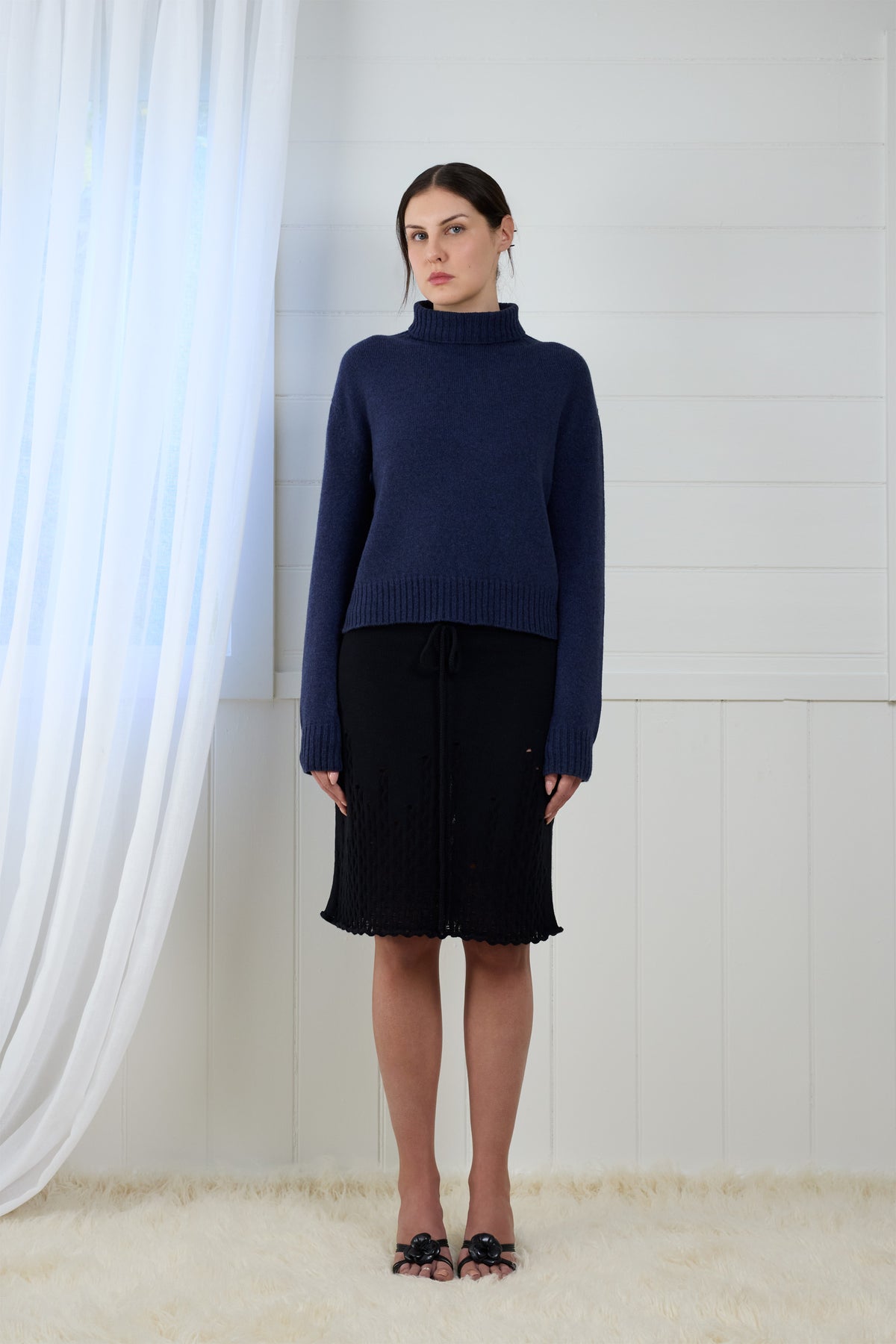 Fruitchouli Relaxed Turtleneck Sweater in Navy Yak – Australian knitwear (Front)