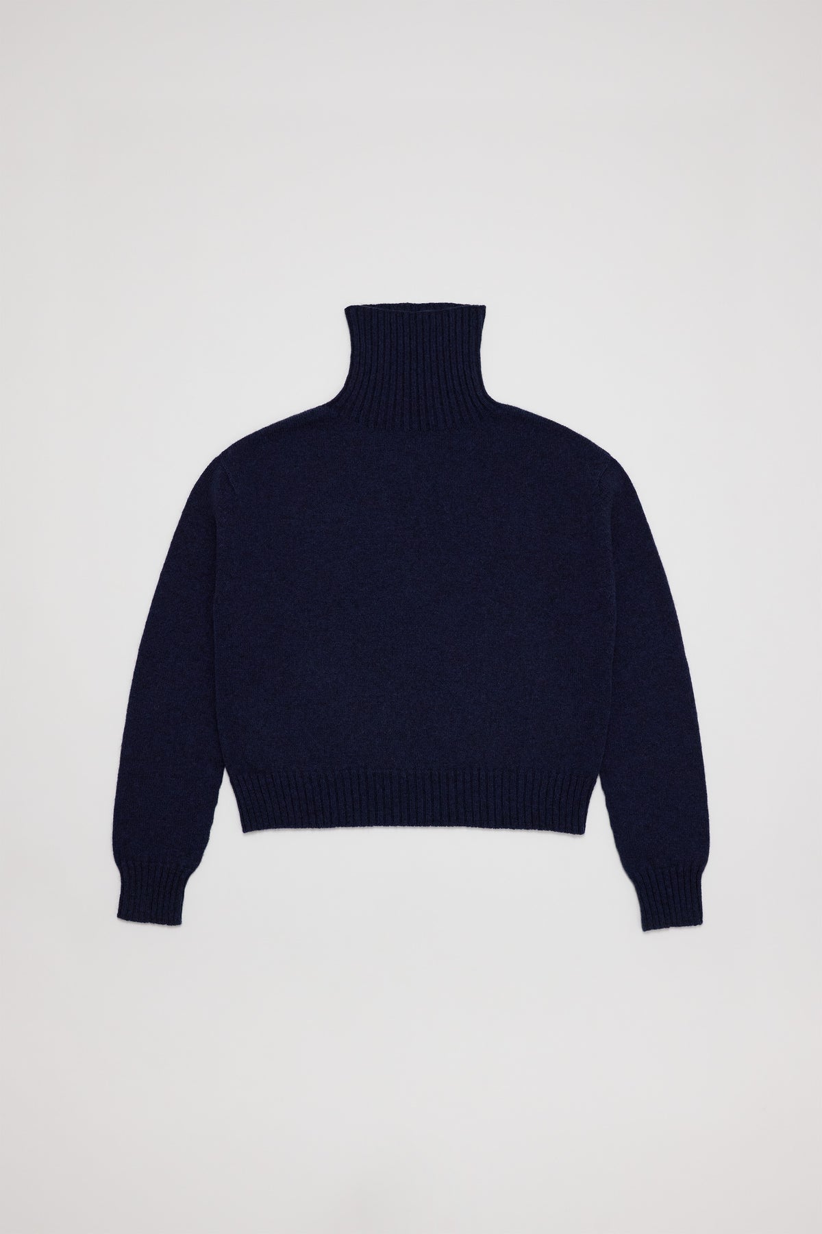 Fruitchouli Relaxed Turtleneck Sweater in Navy Yak – Australian knitwear (Flay Lay Front)