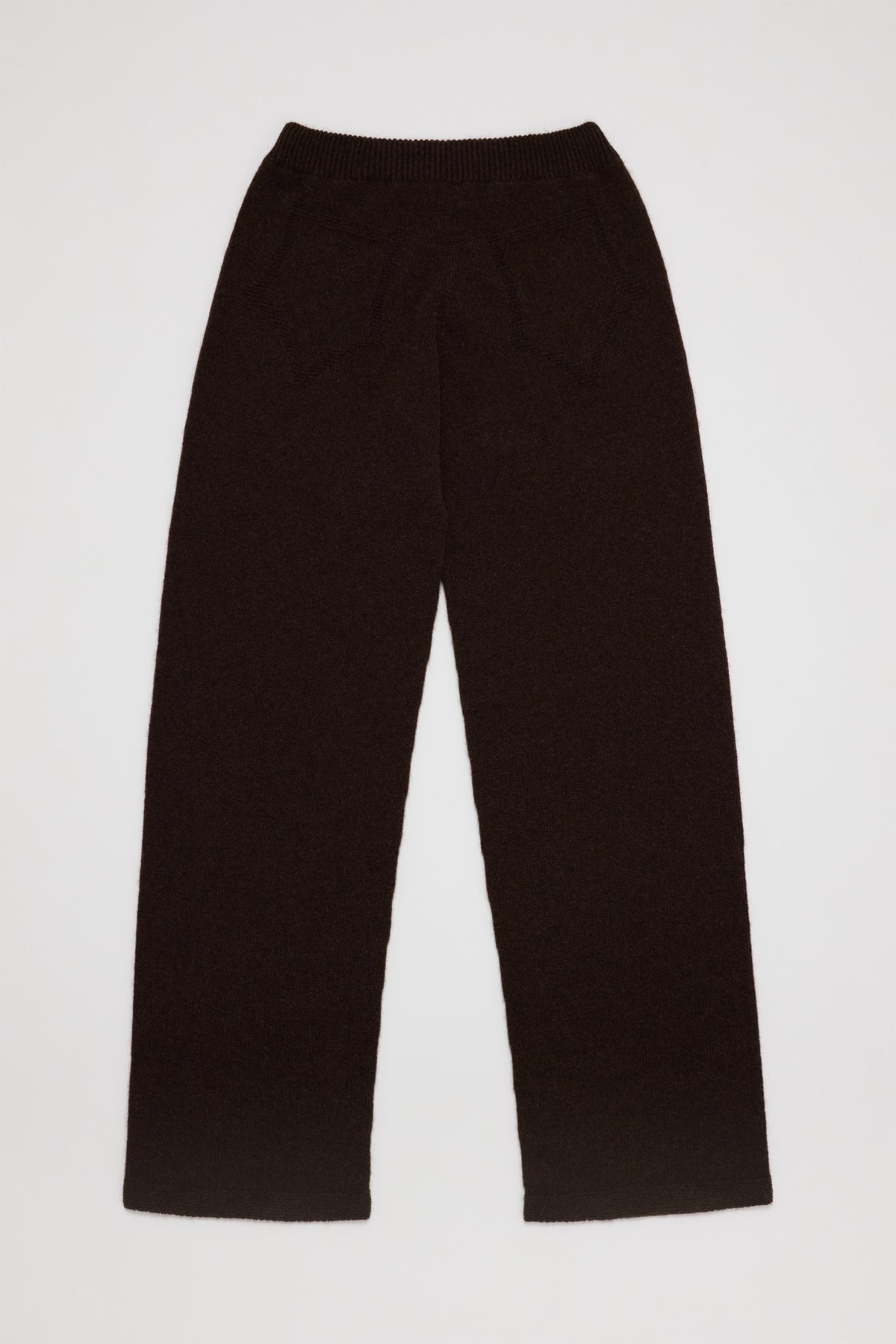 Fruitchouli Trompe L’Oeil Knit Pants in Natural Brown Yak – Australian knitwear (Flat Lay Back)