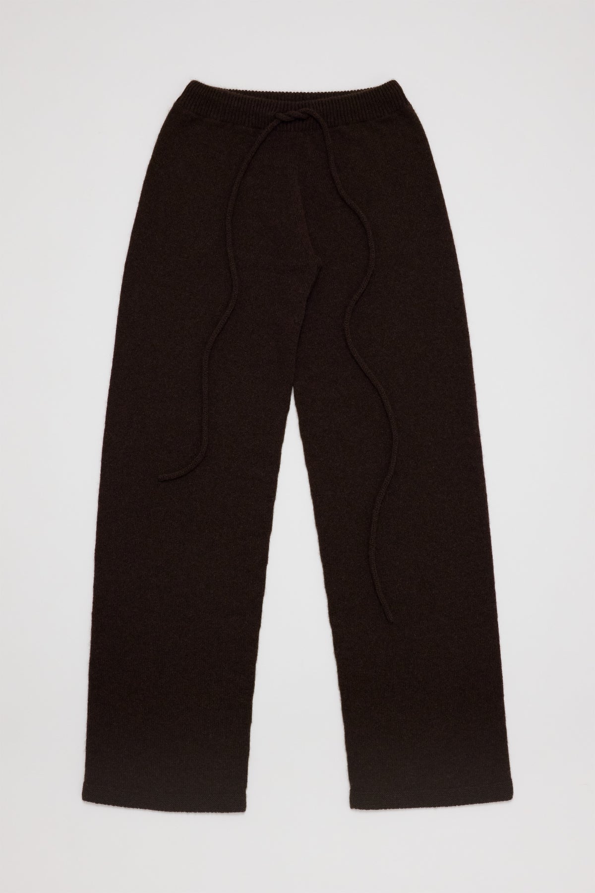 Fruitchouli Trompe L’Oeil Knit Pants in Natural Brown Yak – Australian knitwear (Flat Lay Front)